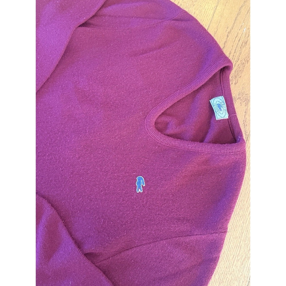 Vintage IZOD Lacoste V-Neck Sweater Large Burgundy Heather 100% Orlon Acrylic